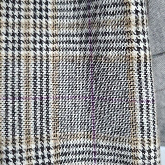 Vtg Y2K Esprit Wool Riding Blazer Coat 4 Single Breasted Plaid Herringbone Brown - Picture 4 of 6